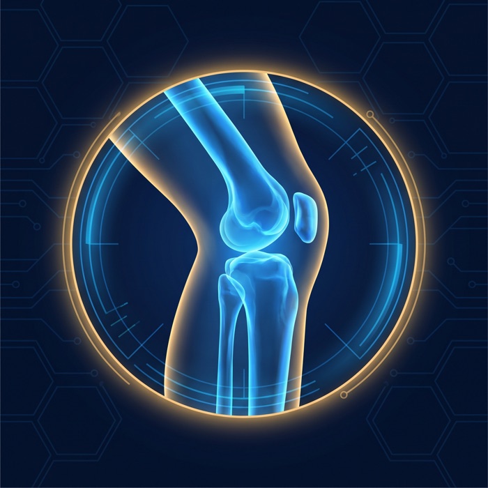 Ilustración de rayos-X de la rodilla
